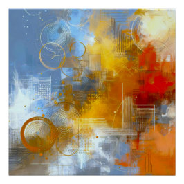 Póster Chromatische Skyline: Puls der urbanen Abstraktion