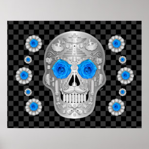Poster Chrome Calavera (Rosa Azul)