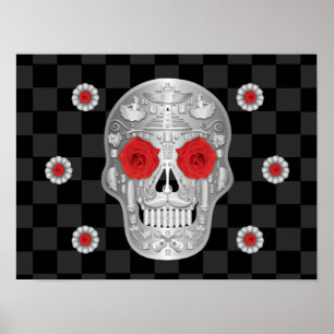 Poster Chrome Calavera (Rosa vermelha)