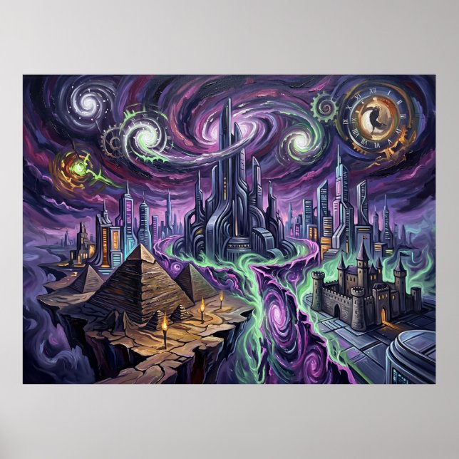 Poster Chronopolis Noite Estrelada Paisagem Marvel (Frente)