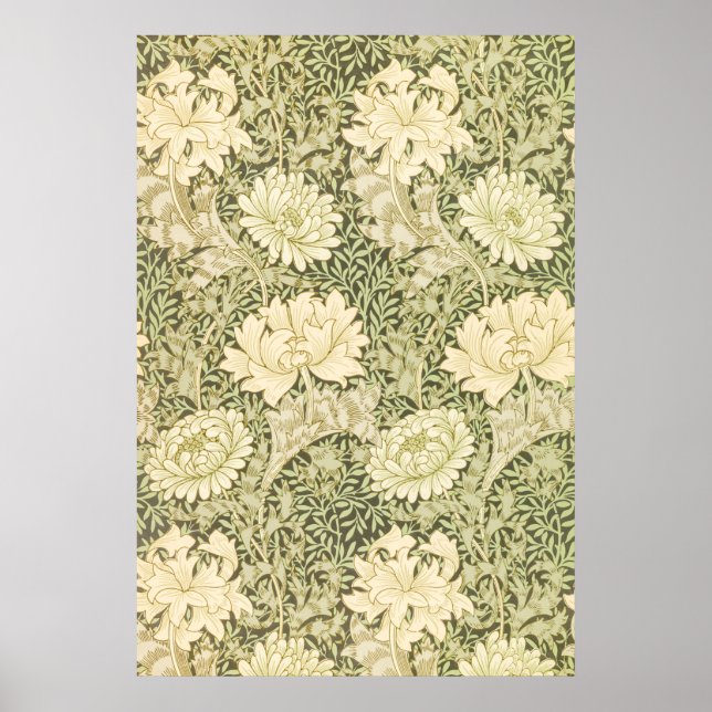 Poster Chrysanthemum Flower Pattern (por William Morris) (Frente)