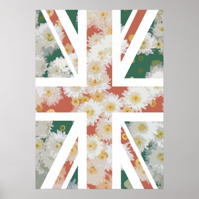 Póster Chrysanthemums Flower Union Jack British(UK) Flag (Frente)