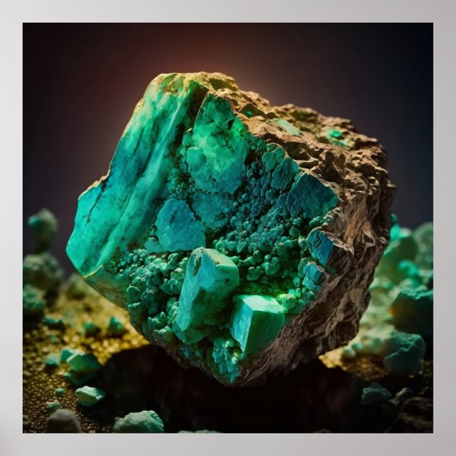 Poster Chrysoprase Macro, Gemstone Verde Vibrante (Frente)