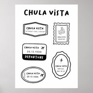 Poster Chula Vista - Coleção de Carimbo de Viagem
