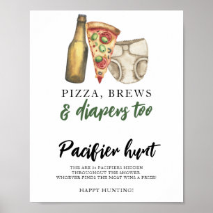Poster Chupeta de bebê cerveja caça jogo de chuveiro de b