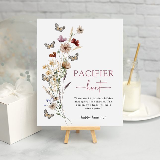 Poster Chupeta Flor Silvestre Rosa (Dusty Pink Wildflower Pacifier Hunt Game Poster by Painted Paperie
)