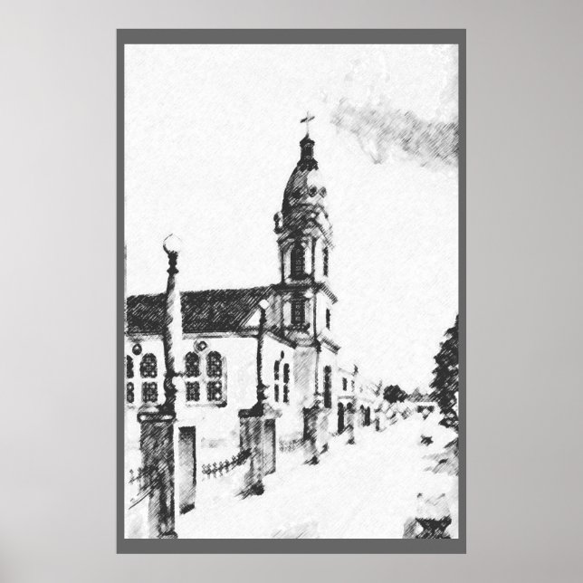 Póster Church image in charcoal (Frente)