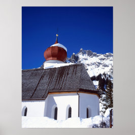 Poster Church Stuben Austria Holiday Card Canvas Print
