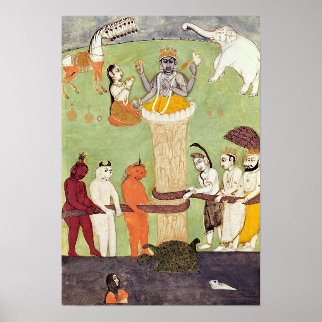 Póster Churning of Sea of milk, 15 do século XVII (Frente)