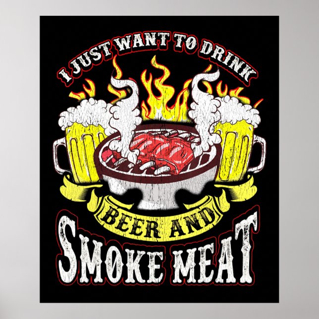 Poster Churrasco | CHURRASCO Grelha Cerveja Fumar Citaçõe (Frente)