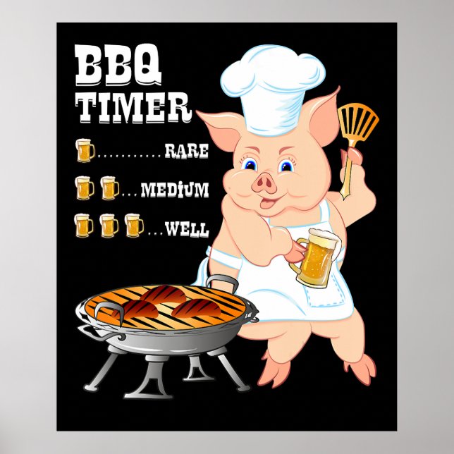 Poster Churrasco | CHURRASCO Timer Pig Grill Barbecue Bee (Frente)