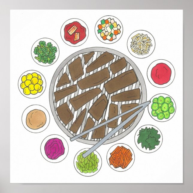 Poster Churrasco coreano Barbecue - Comida de Banchan tor (Frente)