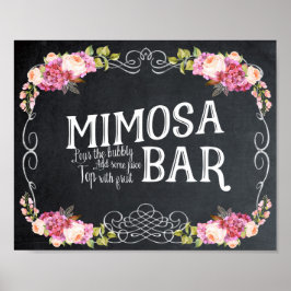 Póster churrasco de Sinal de Casamento de Bar Mimosa flor