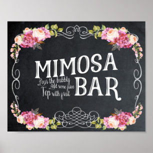 Póster churrasco de Sinal de Casamento de Bar Mimosa flor