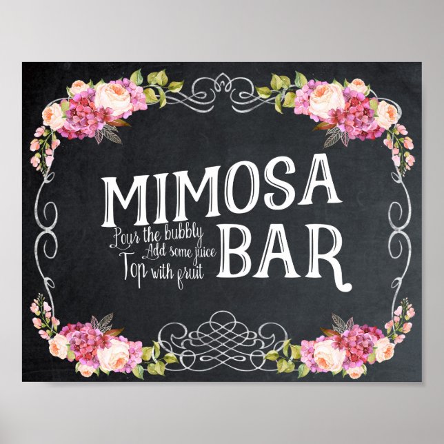 Póster churrasco de Sinal de Casamento de Bar Mimosa flor (Frente)