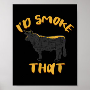 Poster Churrasco De Vaca Grelando Carne Engraçada Sobe Hu