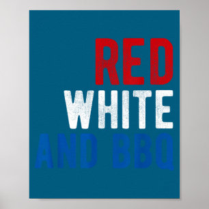 Poster churrasco do dia 4 de julho vermelho branco e chur