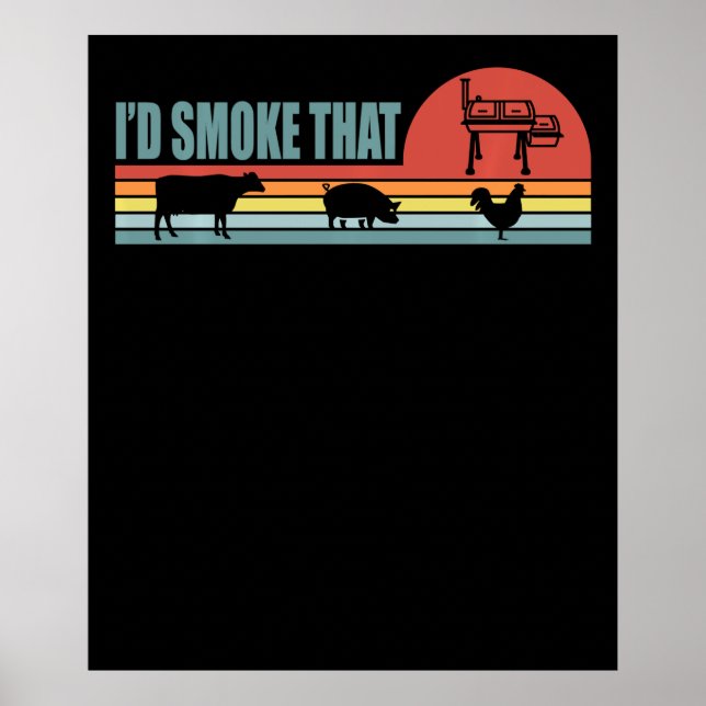 Poster Churrasco Engraçado Fumar O Retro Barbeque (Frente)