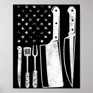 Poster Churrasco feminino bandeira dos EUA patriótico qua