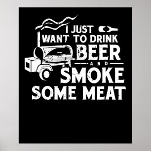 Poster CHURRASCO Fumando Carne Fumante De Cerveja De Pres