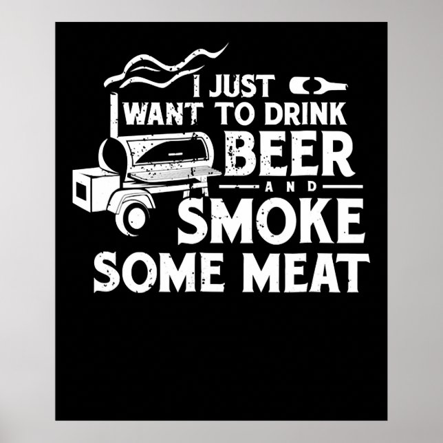 Poster CHURRASCO Fumando Carne Fumante Presente Beber Cer (Frente)