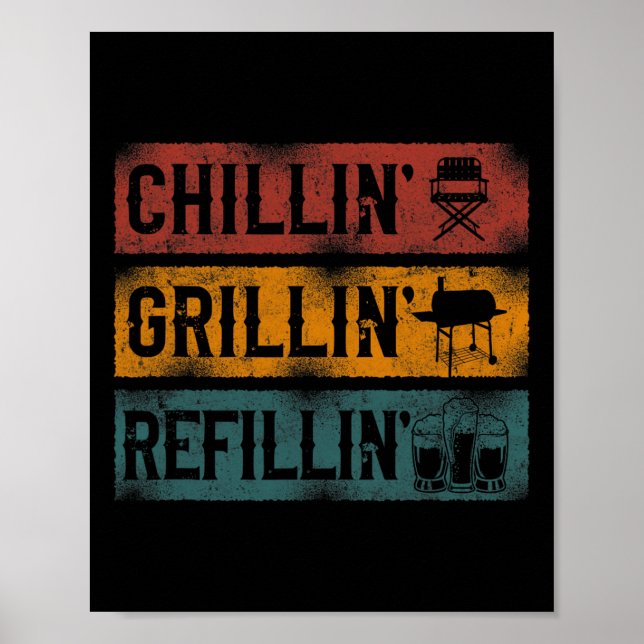 Poster Churrasco Fumante Chillin' Grillin' Refillin' (Frente)