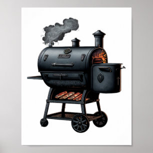 Poster Churrasco Grelha Fumante Byrbeque Grieling Meat Sm
