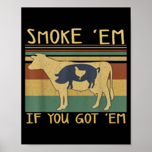 Poster Churrasco Grelhando Carne Engraçada Defumador Aman