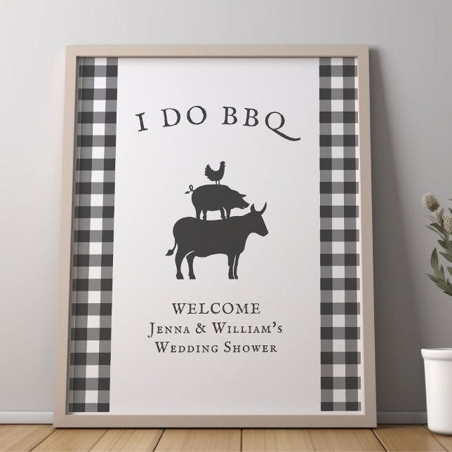 Poster Churrasco Russo Cinza de fazenda bem-vinda (I Do BBQ editable welcome poster from my Rustic Farmhouse BBQ Bridal Shower)