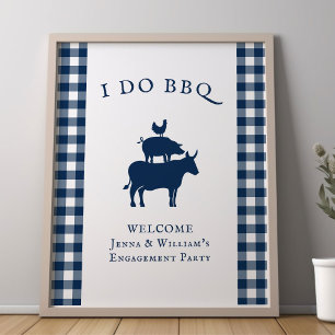 Poster Churrasco Russo Marinho de fazenda Blue Xadrez Bem