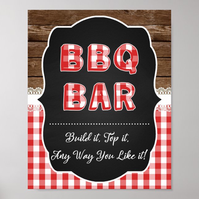 Poster CHURRASCO - Sinal de Bar - Red Baby Q (Frente)