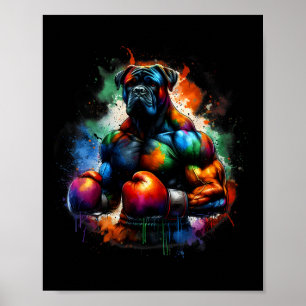 Poster Chute Boxe ou Boxeador de Boxe Engraçado Cachorro 