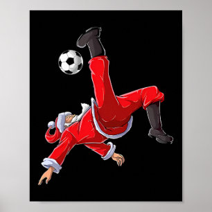 Poster Chute de Bicicleta Engraçado Futebol de Natal Papa