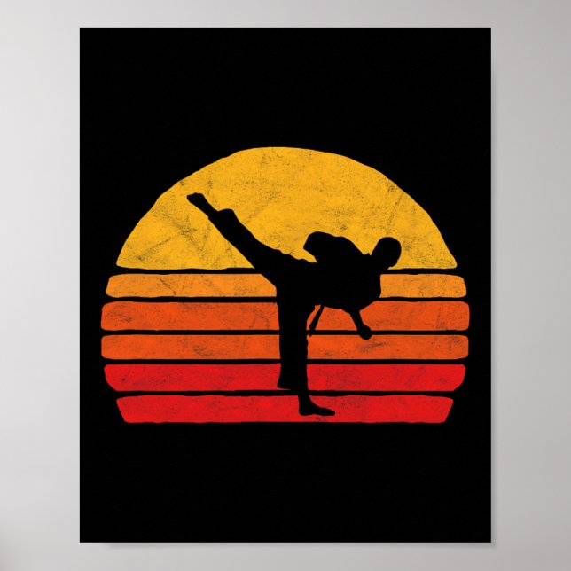 Poster Chute de Karatê em Pé Estilo Sol dos Anos 80 Gráfi (Frente)