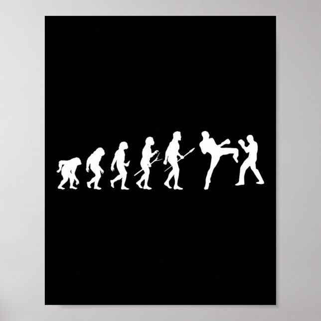 Poster Chute Mma Kickboxing Boxeador Boxe Evolução Humana (Frente)