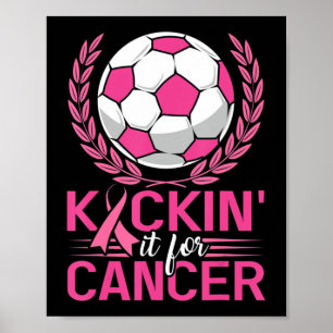 Poster Chute-o para Cancer Futebol Rosa Fita Fita Mama