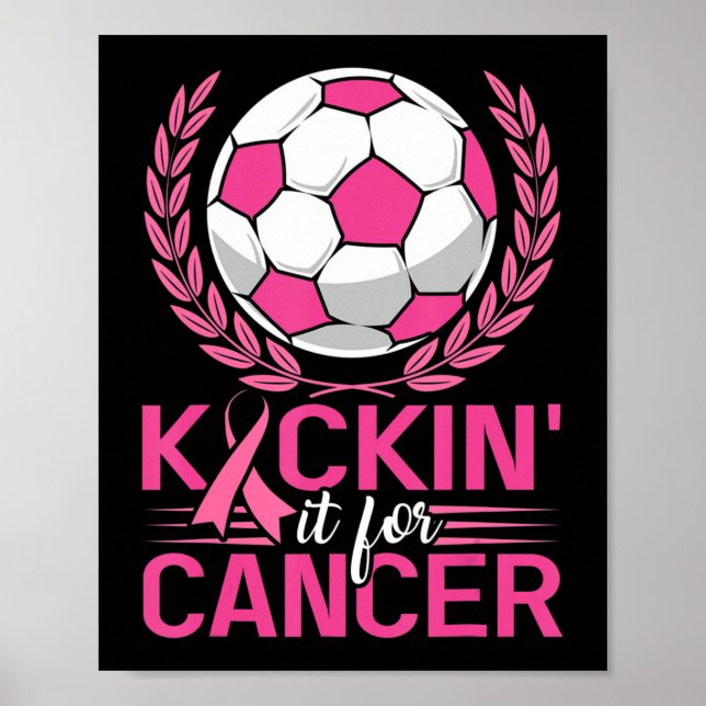 Poster Chute-o para Cancer Futebol Rosa Fita Fita Mama (Frente)