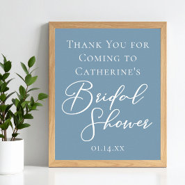 Poster Chuva Azul Festa de Noivado Personalizada Script B