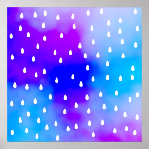 Póster Chuva com o céu nebuloso azul e roxo