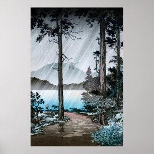 Poster Chuva da manhã no lago Hakone por Tsuchiya Koitsu