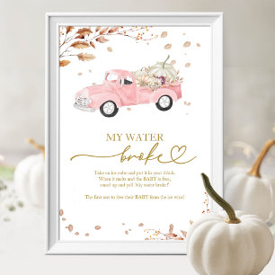 Poster Chuva de Abóbora Baby Shower Meu Líquido Rompeu Jo