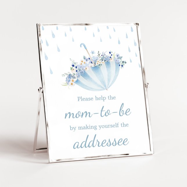 Poster Chuva de Abril Traz Flores de Maio Estação de Enve (Boy April Shower Bring May Flowers Baby Shower Envelope Station Sign)