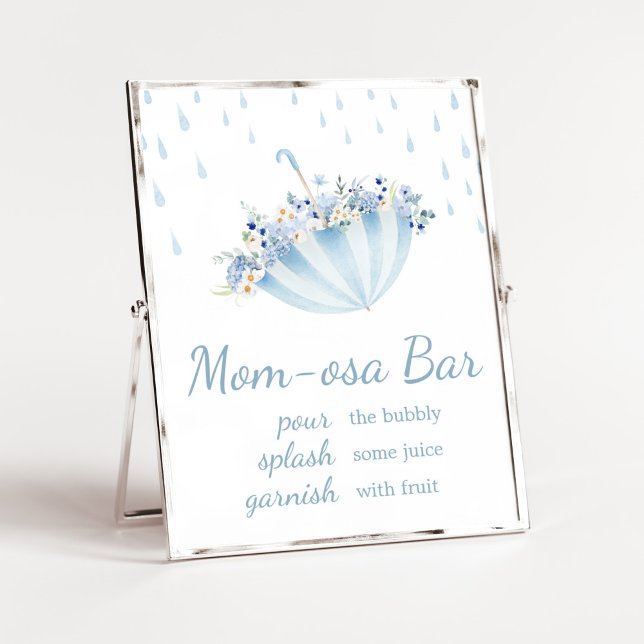 Poster Chuva de Abril Traz Flores de Maio Mãe Osa Bar (Boy April Shower Bring May Flowers Baby Shower Mom Osa Bar Sign)