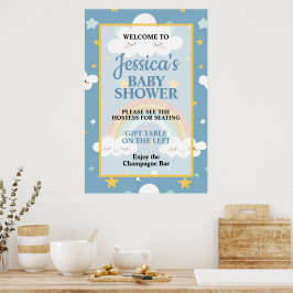 Poster Chuva de Amor e Nuvem Adormecida Chá de Bebê