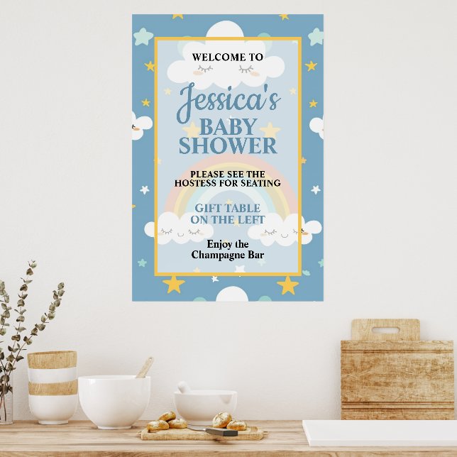 Poster Chuva de Amor e Nuvem Adormecida Chá de Bebê (Cozinha)