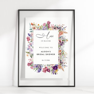 Poster Chuva de Amor Floral Jardim de Casamento Boas-Vind