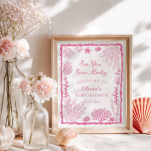 Poster Chuva de Amor Menina Chá de Bebê