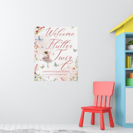 Poster Chuva de Asas Mágicas Flutter e Twirl Baby Shower
