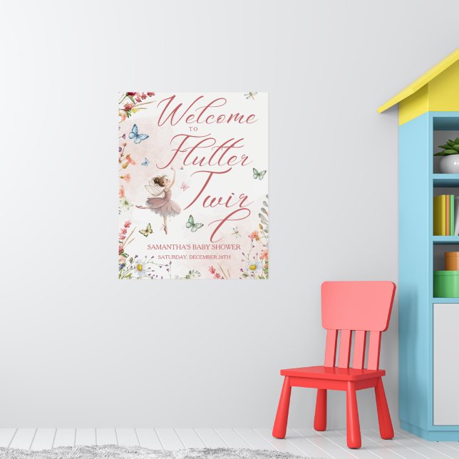 Poster Chuva de Asas Mágicas Flutter e Twirl Baby Shower (Berçário 1)