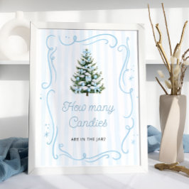 Poster Chuva de Bebê Arco Azul de Inverno Adivinhe Quanto